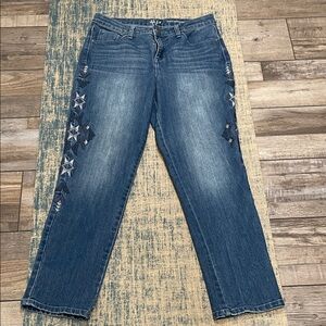 Style & Co. Blue Straight Leg Jeans with Star Design